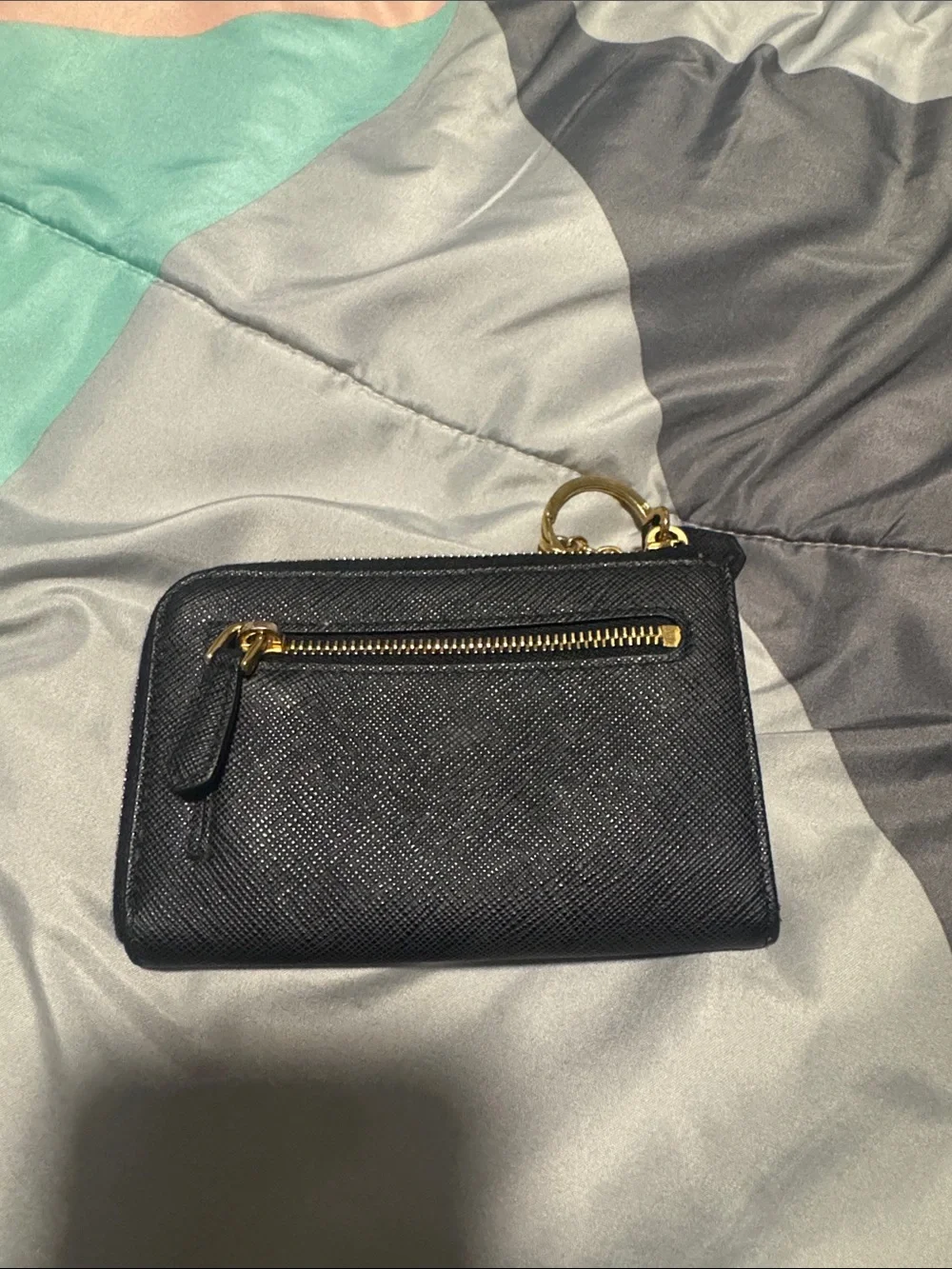 Prada Black Saffiano Leather Zip Around Wallet with Gold Triangle Logo - Picture 2 of 4